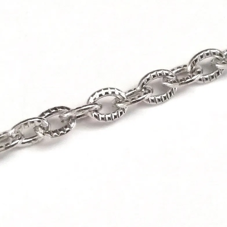 Textured Stainless Steel Bulk Jewelry Making Chain, 3x4mm Oval Links Chain, 50 Meters, #1031 C