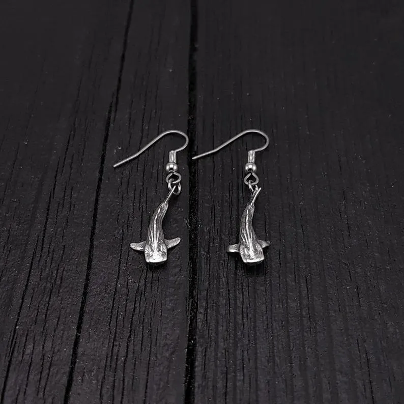 Tiny Whale Shark Earrings - Solid 925 Sterling Silver