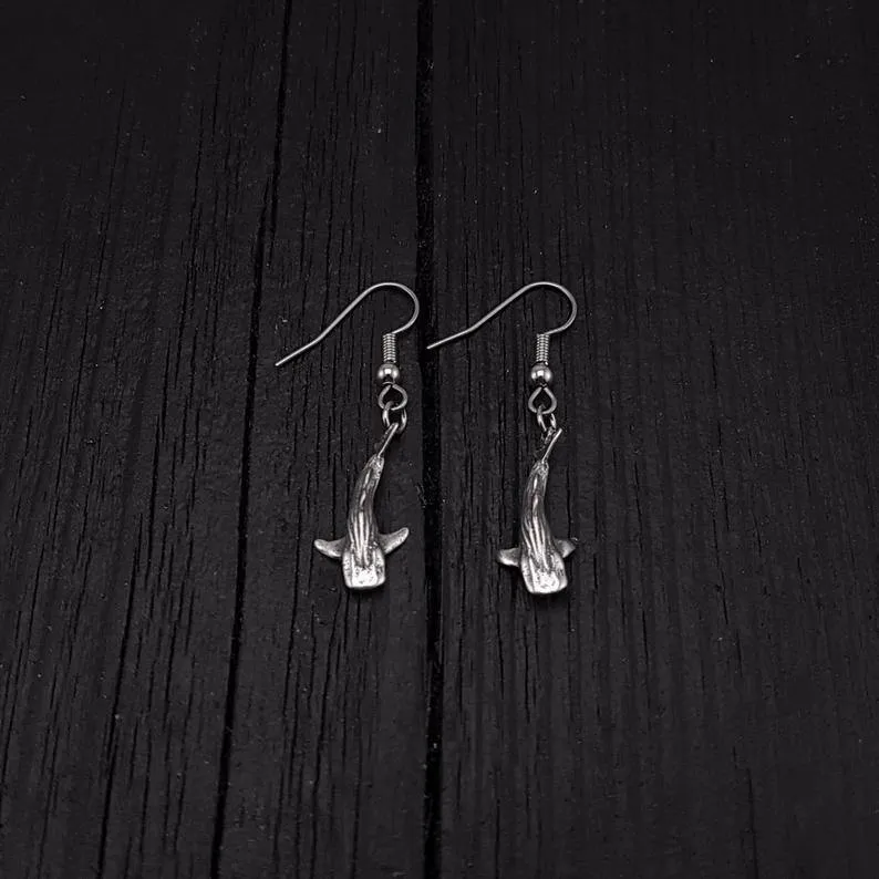 Tiny Whale Shark Earrings - Solid 925 Sterling Silver