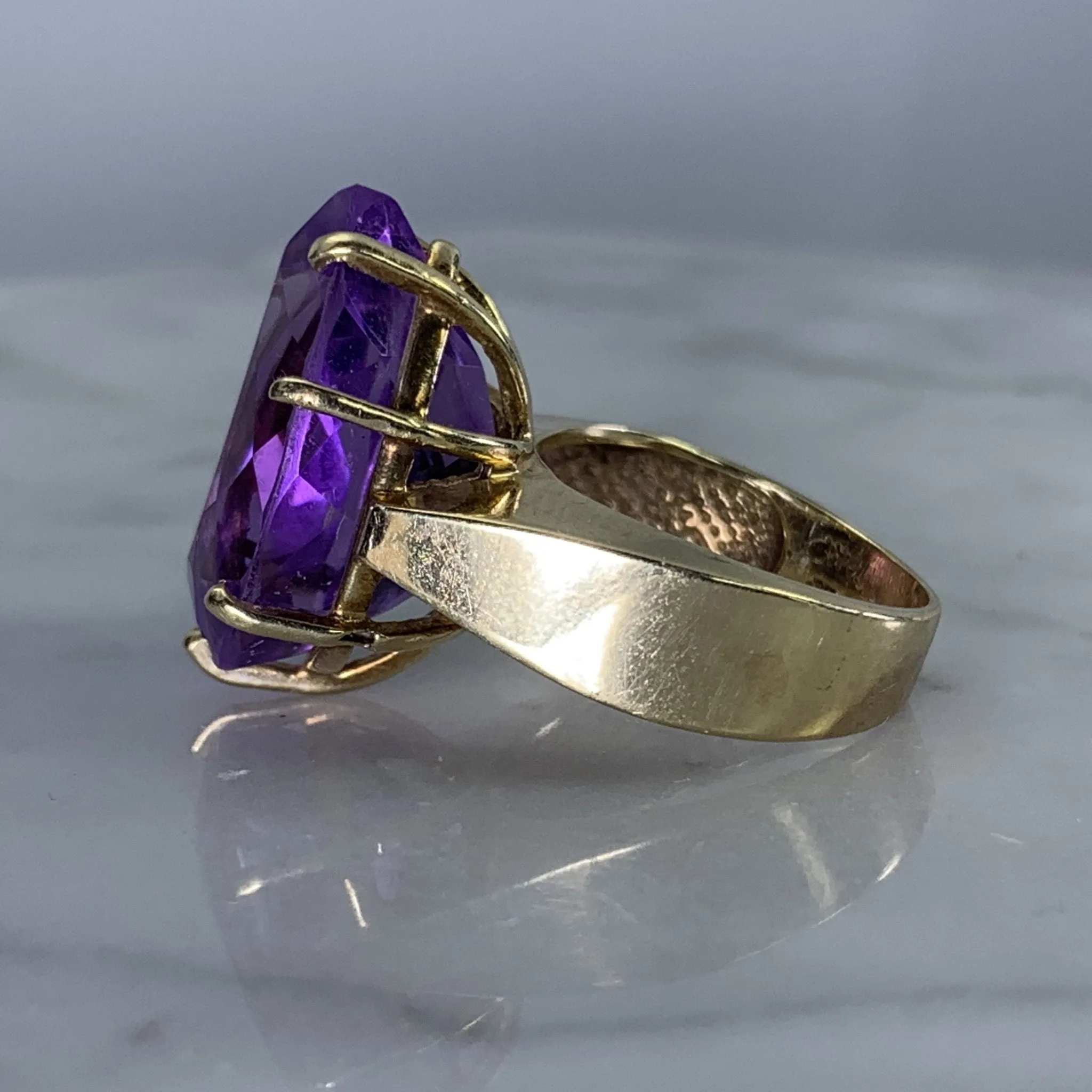 Vintage Amethyst Ring in a 10K Yellow Gold Solitaire Setting. February Birthstone. 6th Anniversary.