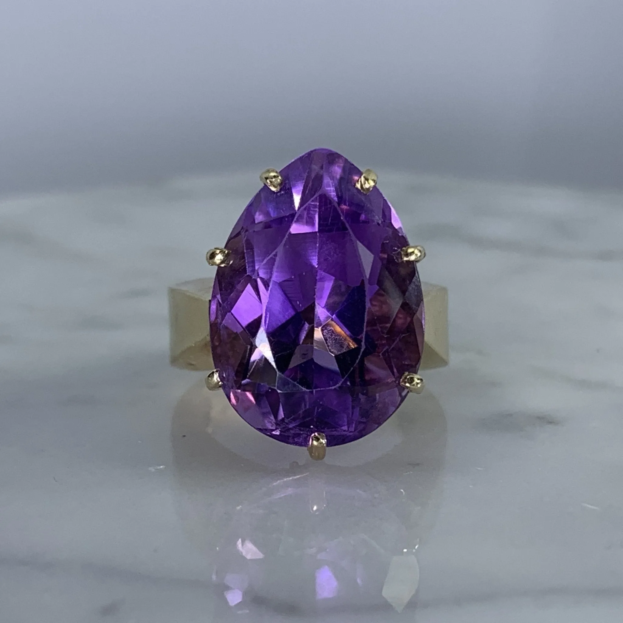 Vintage Amethyst Ring in a 10K Yellow Gold Solitaire Setting. February Birthstone. 6th Anniversary.