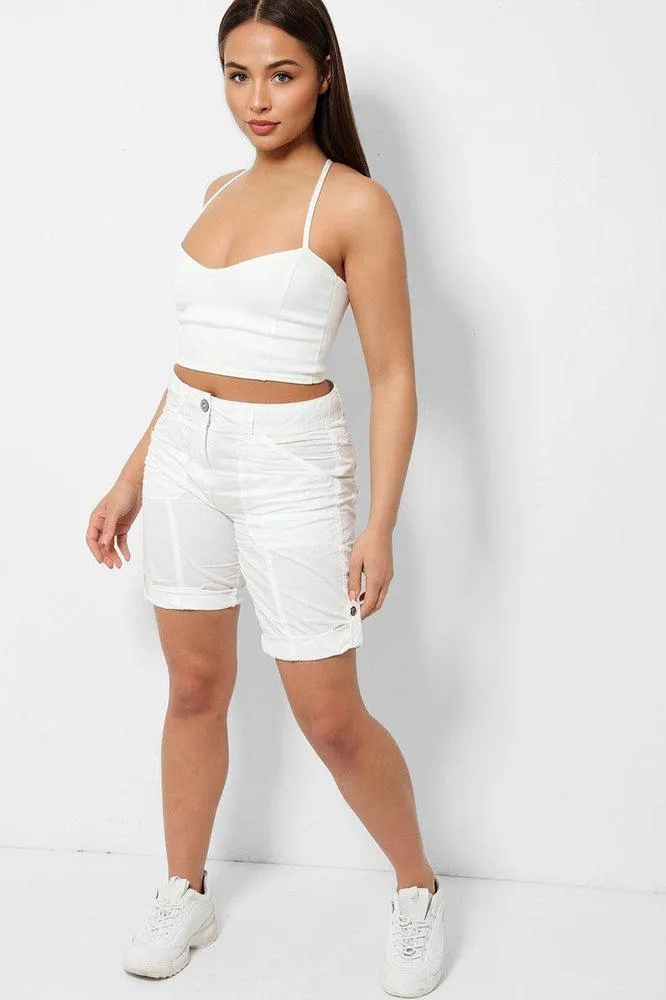 White Roll Up Hem From Office To Park City Shorts