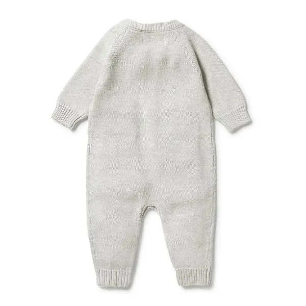 Wilson & Frenchy Knitted Button Growsuit - Grey Melange