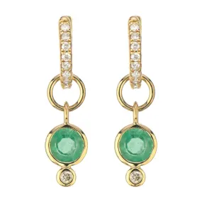 Women's 14K Yellow Gold Petite Emerald Earring Charm