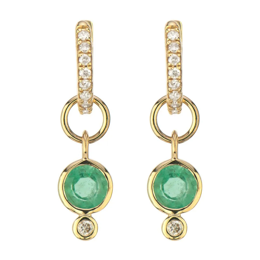 Women's 14K Yellow Gold Petite Emerald Earring Charm