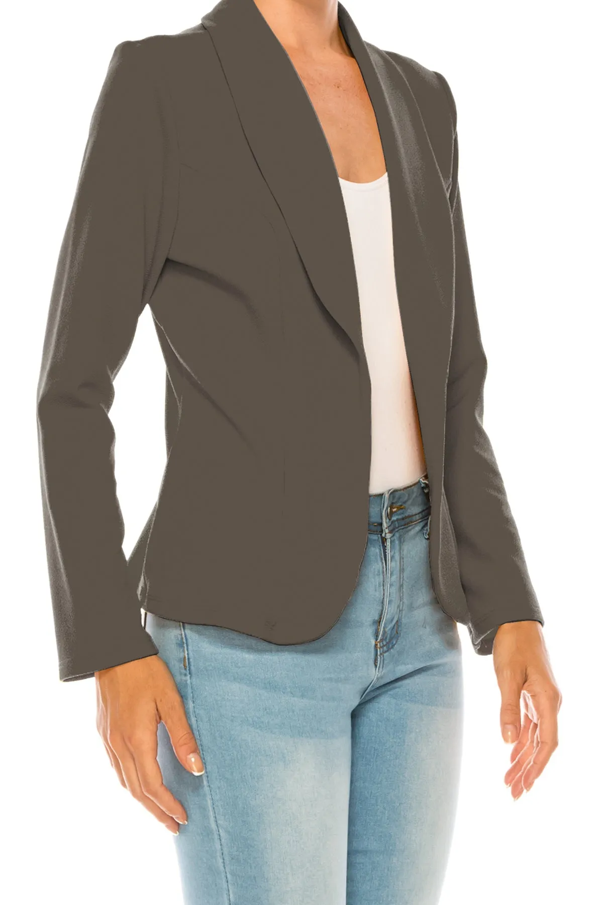 Women's Casual Solid Office Work Long Sleeve Fitted Blazer Jacket