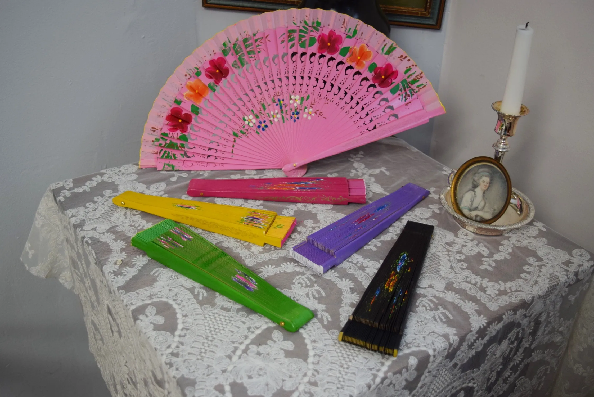 Wooden Hand Fan - Purple