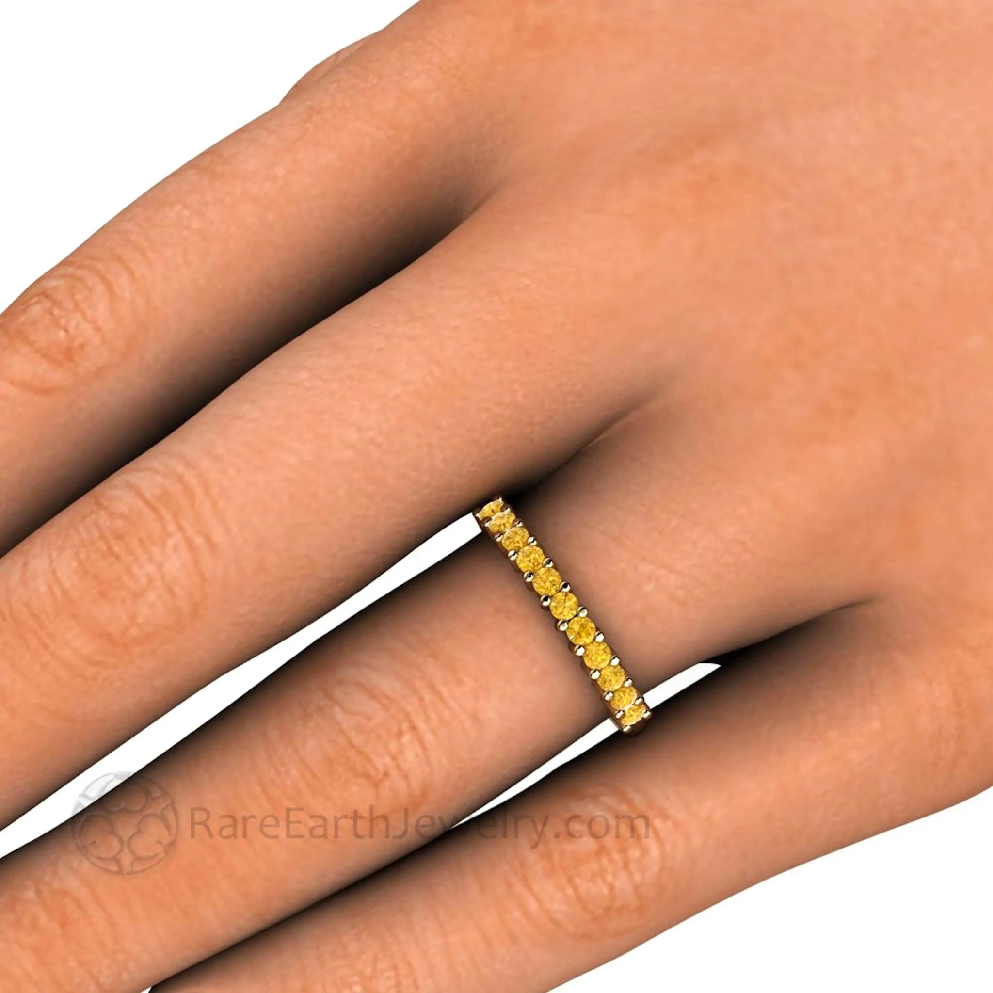 Yellow Diamond Wedding Ring Anniversary Band or Stacking Ring